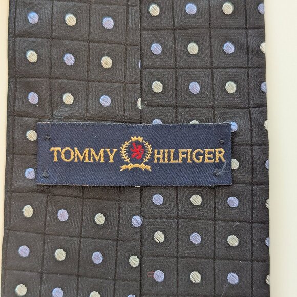 Vintage Tommy Hilfiger Black dotted Silk Tie - Made in USA - Picture 6 of 9